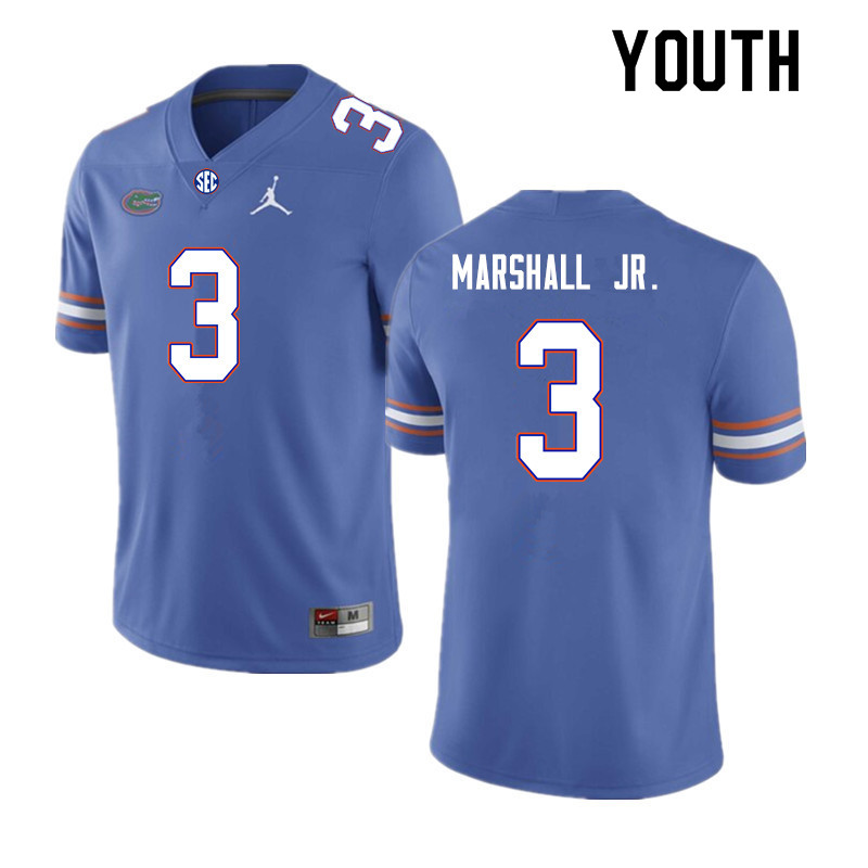 Youth #3 Jason Marshall Jr. Florida Gators College Football Jerseys Sale-Royal - Click Image to Close